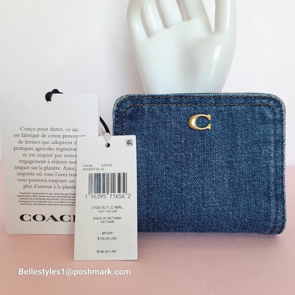 COACH Billfold Small Wallet in Denim -Deep Blue color ⭐ - Picture 16 of 16